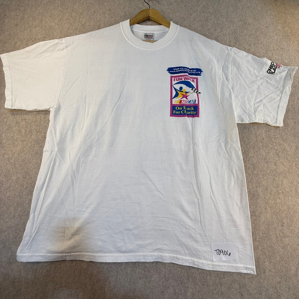 Checkered Flag Sports NASCAR Fun Walk Charity T-Shirt White XL Mens Graphic Tee